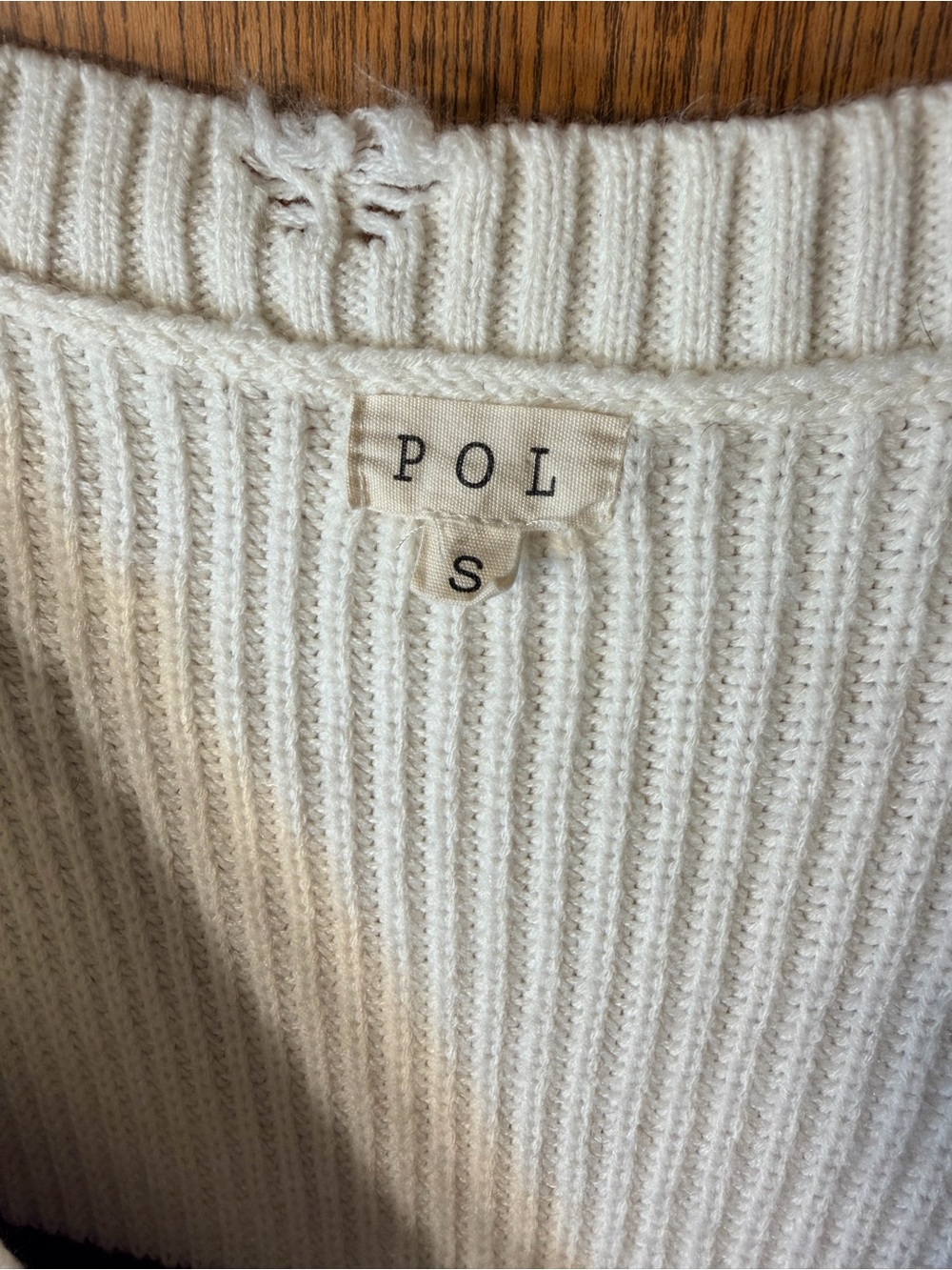 POL Distressed Halloween Colored V-Neck Sweater in Cream, Purple, Orange & Navy - Picture 3 of 5